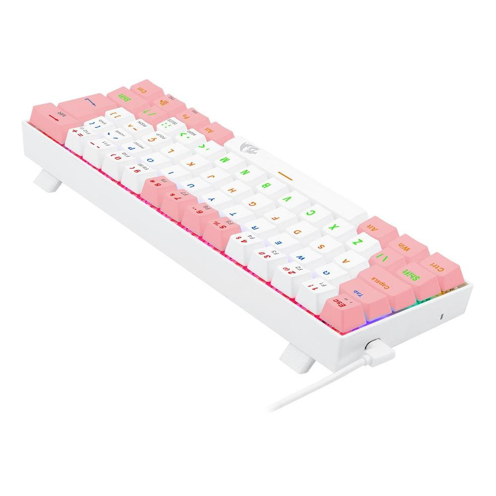 Teclado Gamer Mecânico Redragon Lakshmi RGB Branco e Rosa - K606PW-R (PT-BROWN)