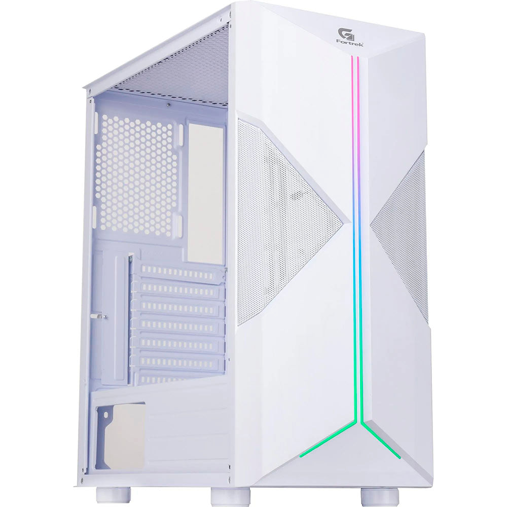 Gabinete Gamer Fortrek Mid Tower Holt Rgb Com lateral em Acrilico Branco - 80524