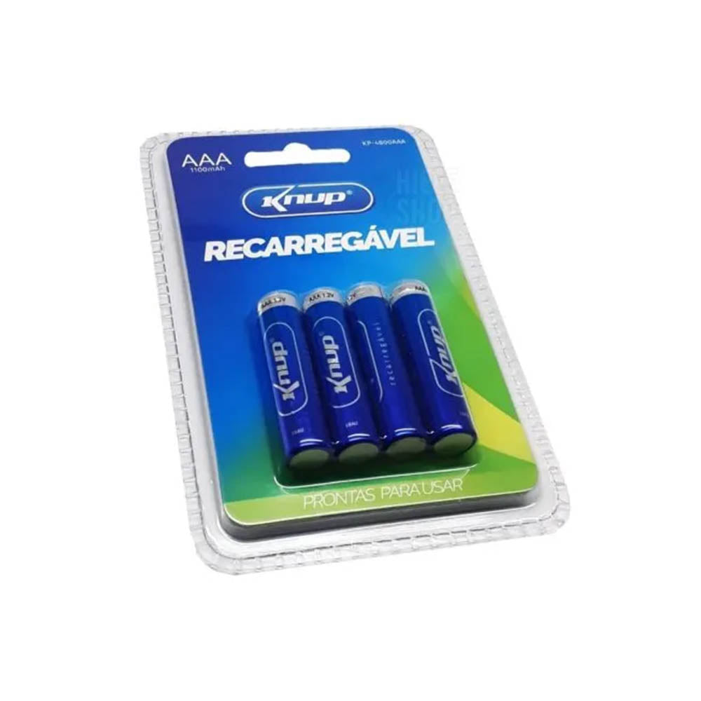 Pilha Recarregável AAA 1100mah Knup (Blister C/ 4 Pilhas) - KP-4800AAA