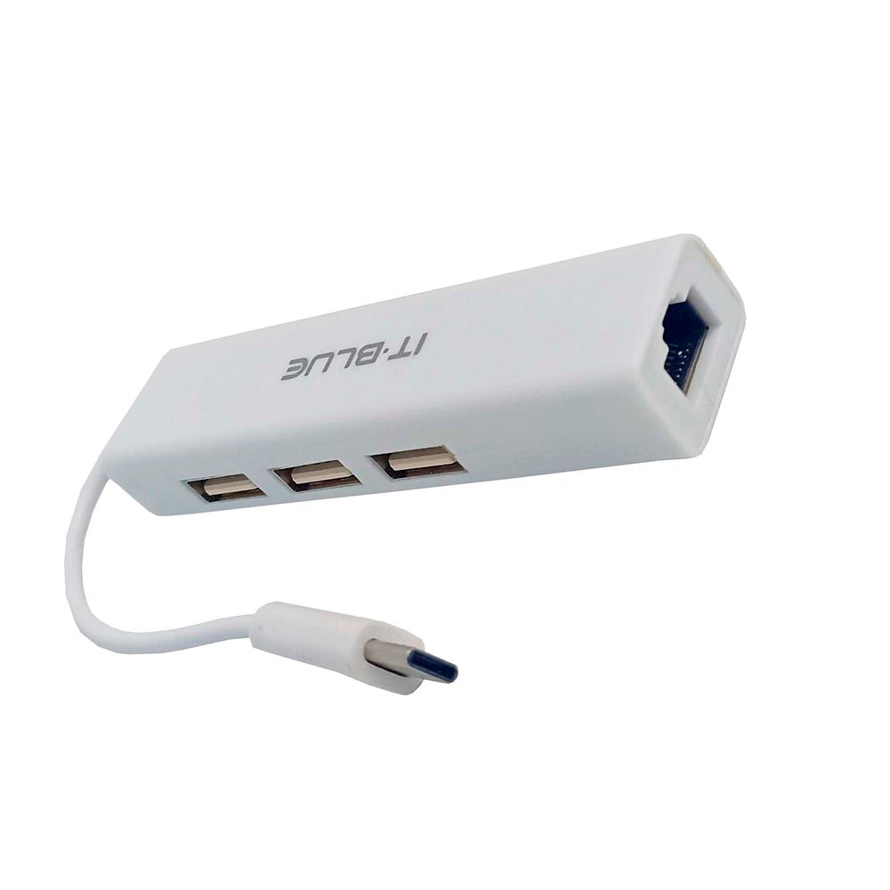 Adaptador USB Tipo C Para RJ-45 + 3 USB 2.0 It Blue - LE-5575