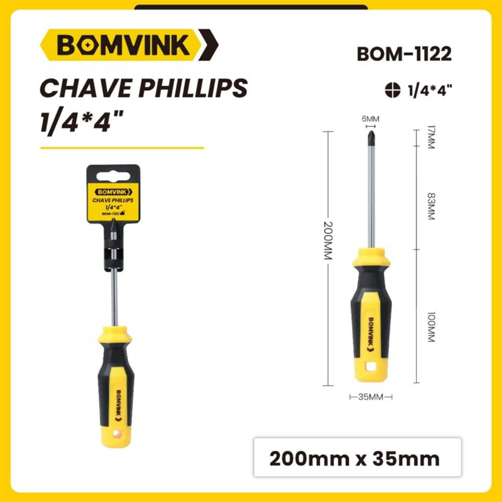 Chave de Fenda Phillips 1/4.4 Bomvink - BOM-1122