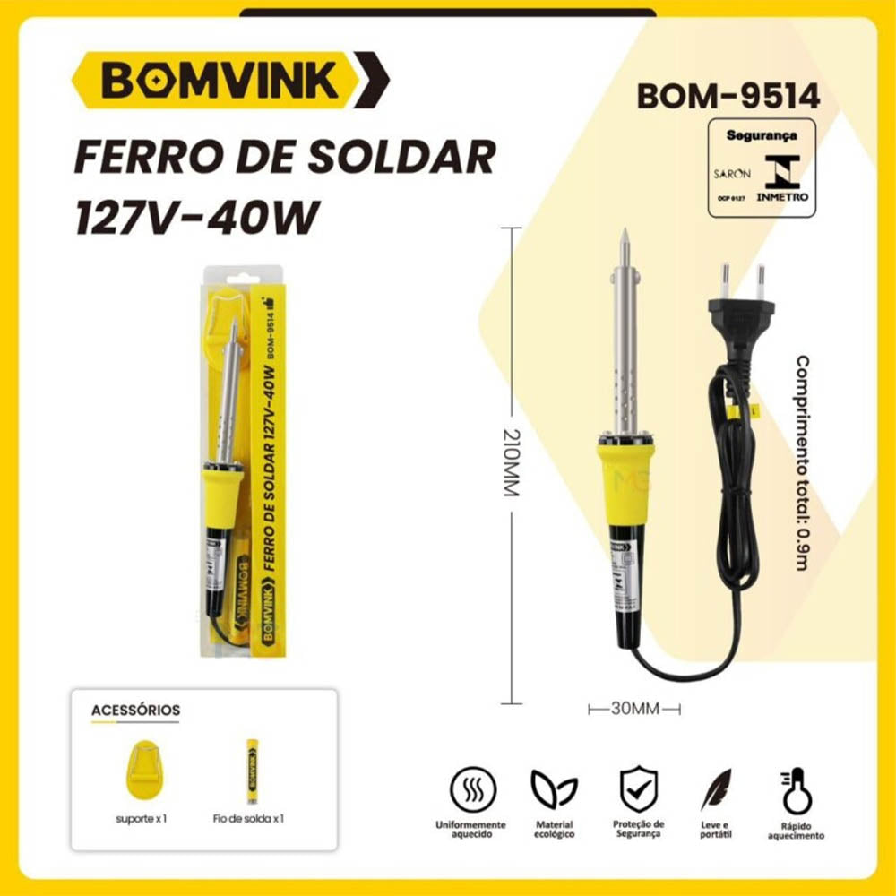 Ferro de Solda BomVink 40W 127V - BOM-9514