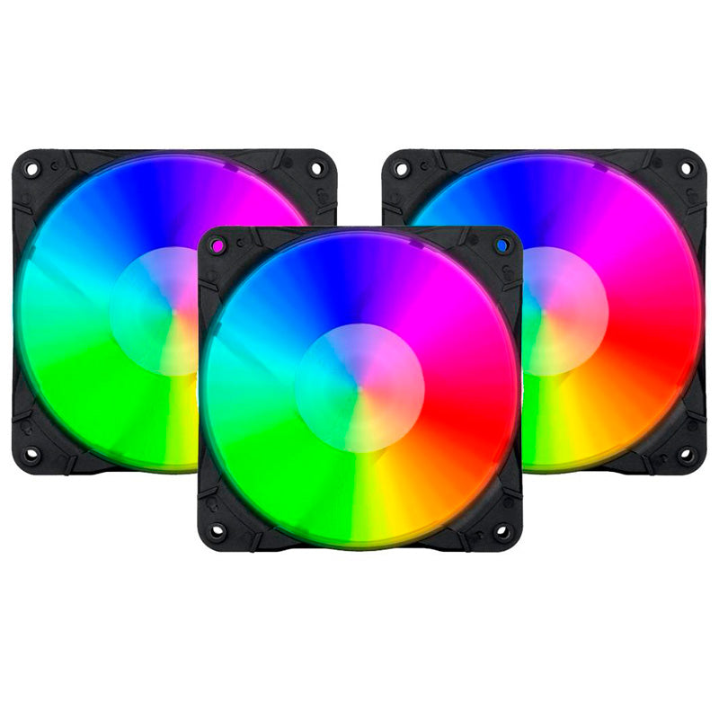Kit c/ 3 Cooler Fan RGB para Gabinete Redragon C/ Controlador 06 Pinos 120x25mm - GC-F007