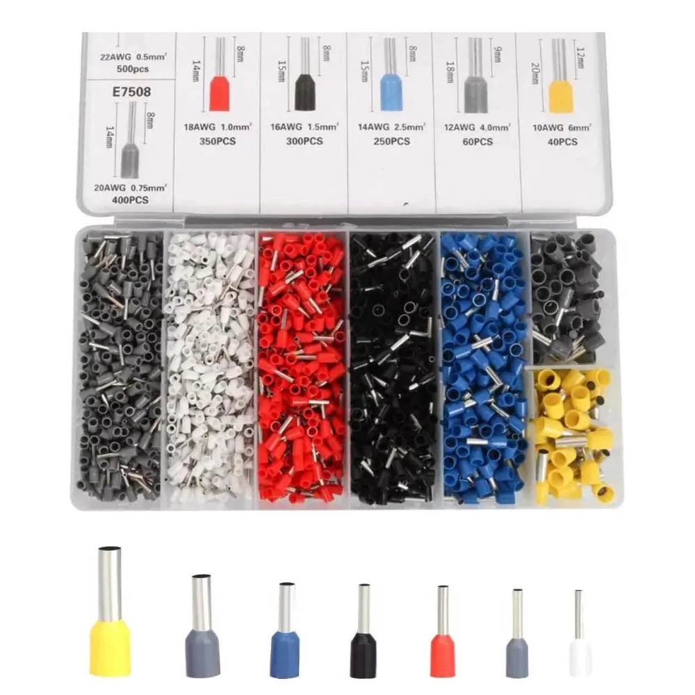 Jogo de Terminais Ilhos 1900Pcs BomVink Tubulares Eletrica 0.5mm até 0.6mm - BOM-5521
