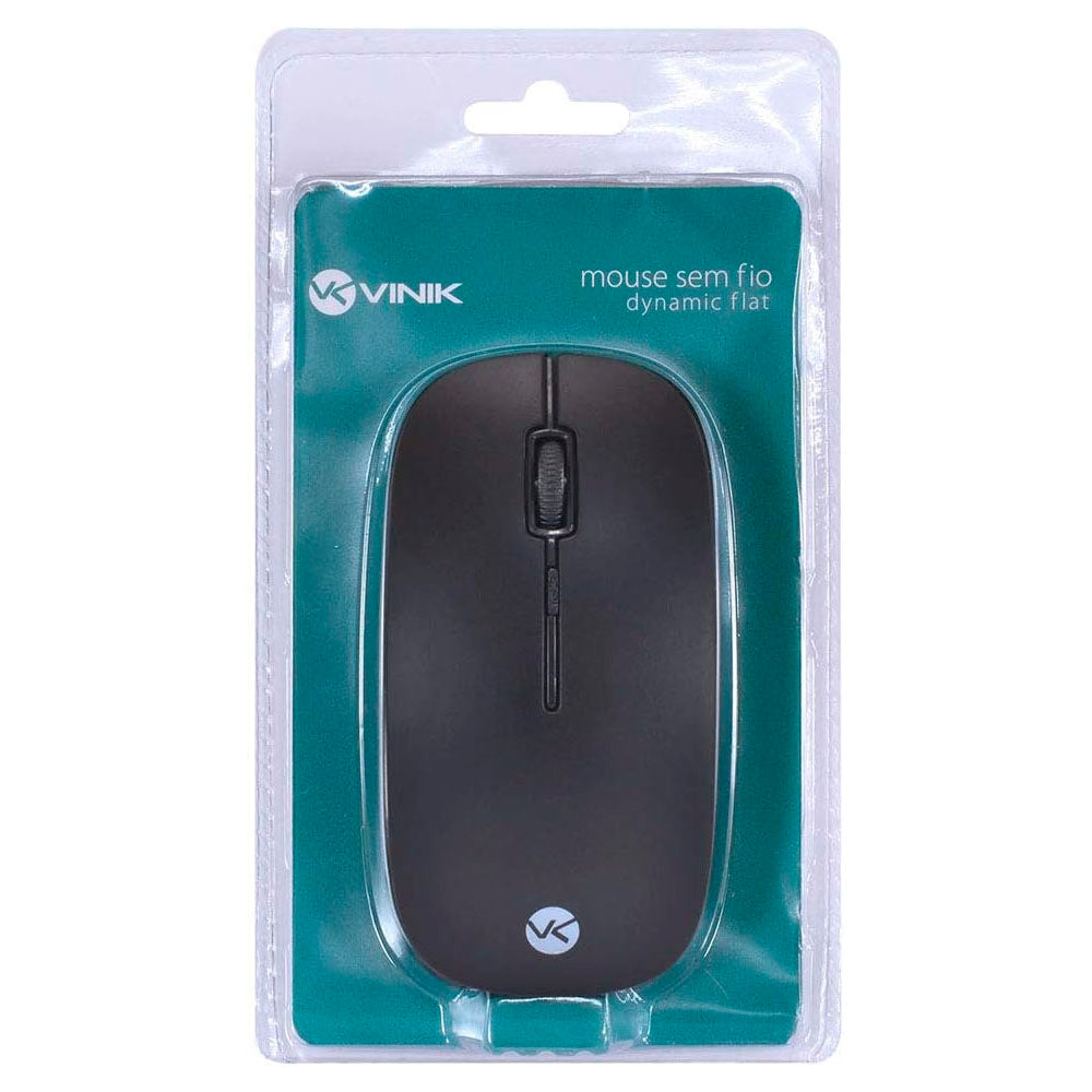 Mouse Sem Fio Wireless Dynamik Flat Vinik Preto 2.4Ghz 1200dpi Usb - DM100