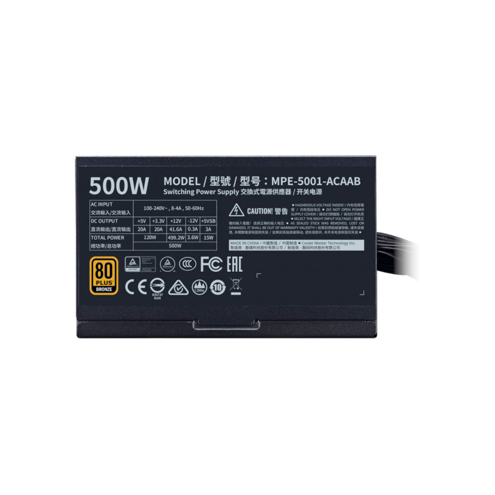 Fonte Real Atx 500w Cooler Master MWE 80 Plus Bronze PFC Ativo Preto - MPE-5001-ACAAB-WO