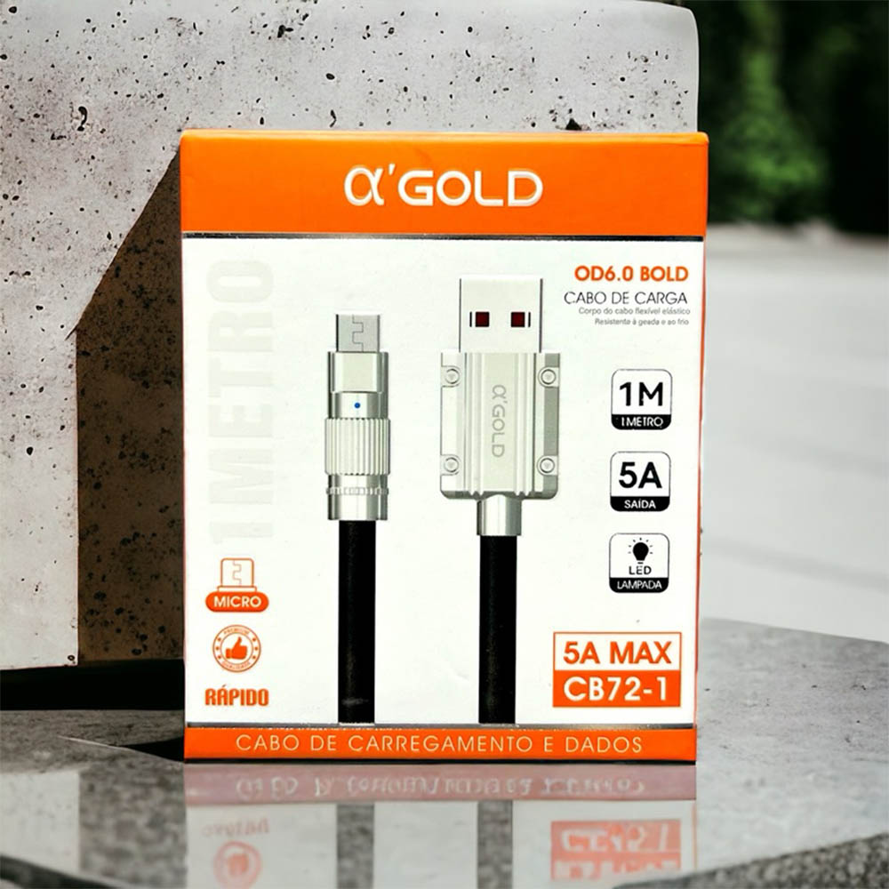 Cabo Usb V8 Para Celular 1mt aGold Preto - CB72-1