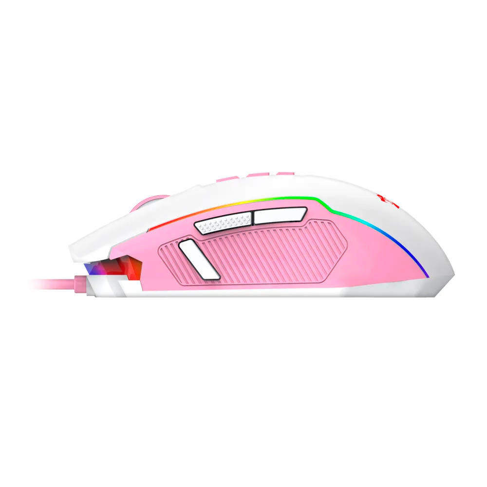 Mouse Gamer Redragon Ranger 9 Botões 12400dpi Branco/ Rosa RGB - M910WP-RGB