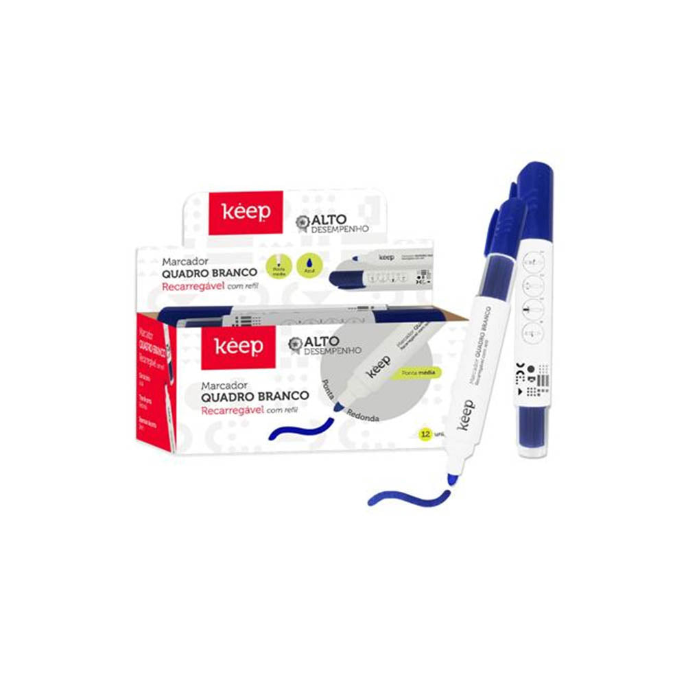 Pincel Marcador de Quadro Branco Keep Recarregável Azul - MR001