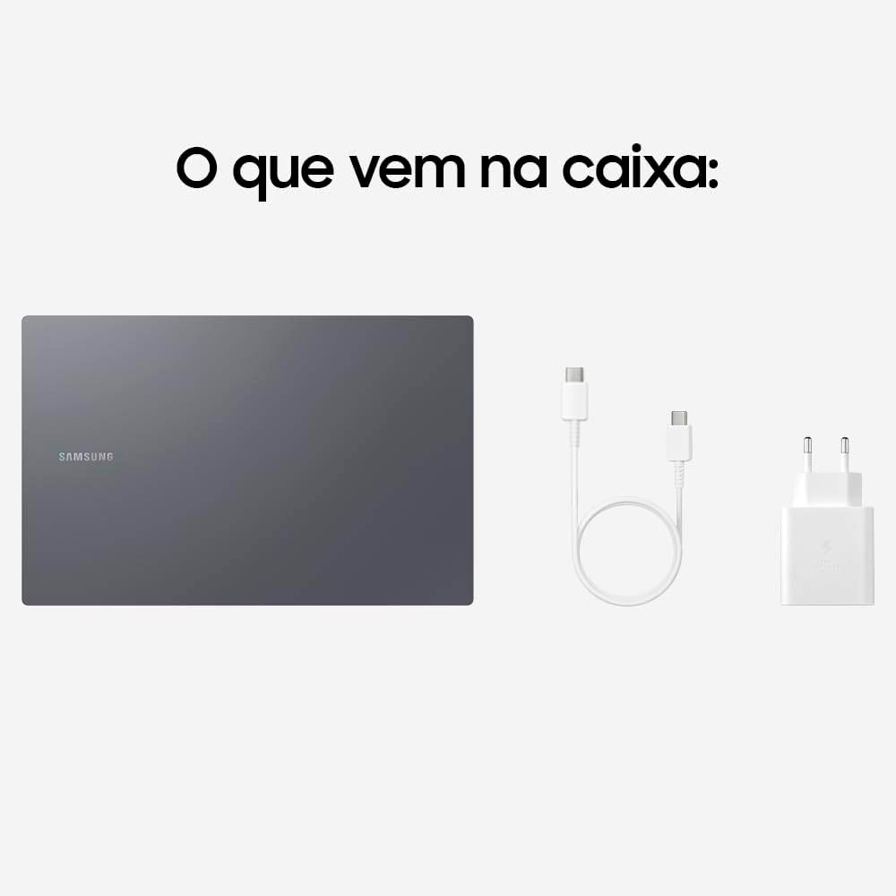 Notebook Samsung Galaxy Book4 Intel Core I3-1315U 8gb 256Gb Ssd Win11 Home 15.6 Pols Grafite - NP750XGJ-KG5BR