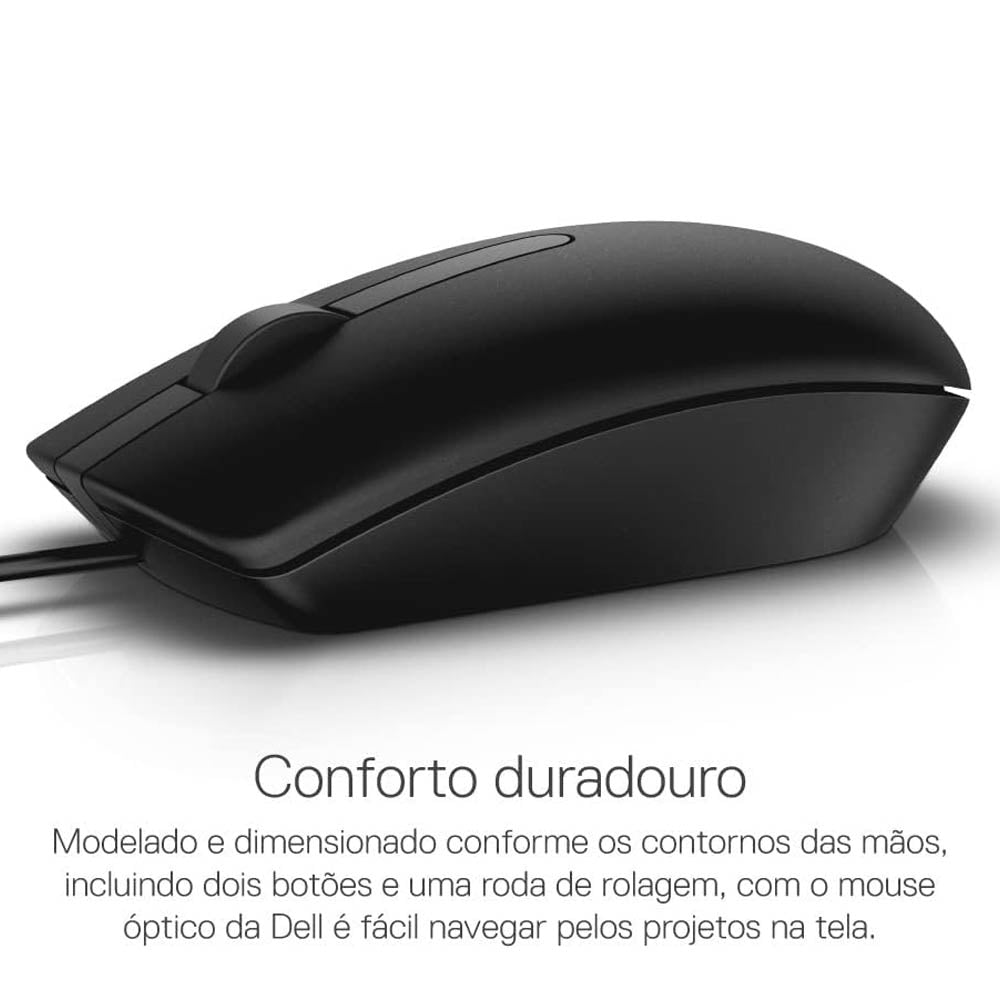 Mouse Usb Com Fio Preto Dell 1000 Dpi - MS116