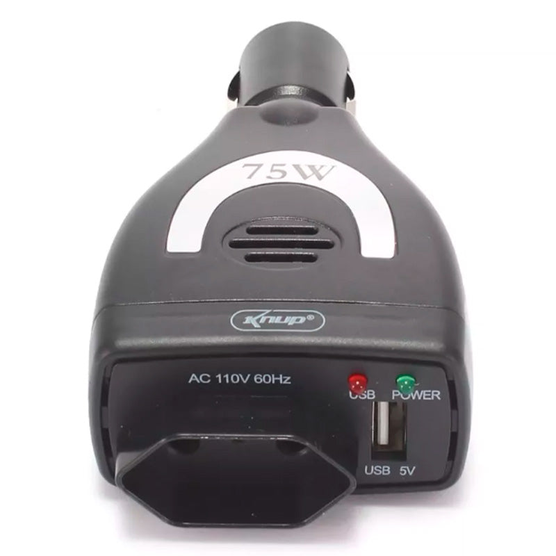 Carregador Inversor 12v Para 110v Veicular 75w Knup Kp-552 Saida Ac E Usb