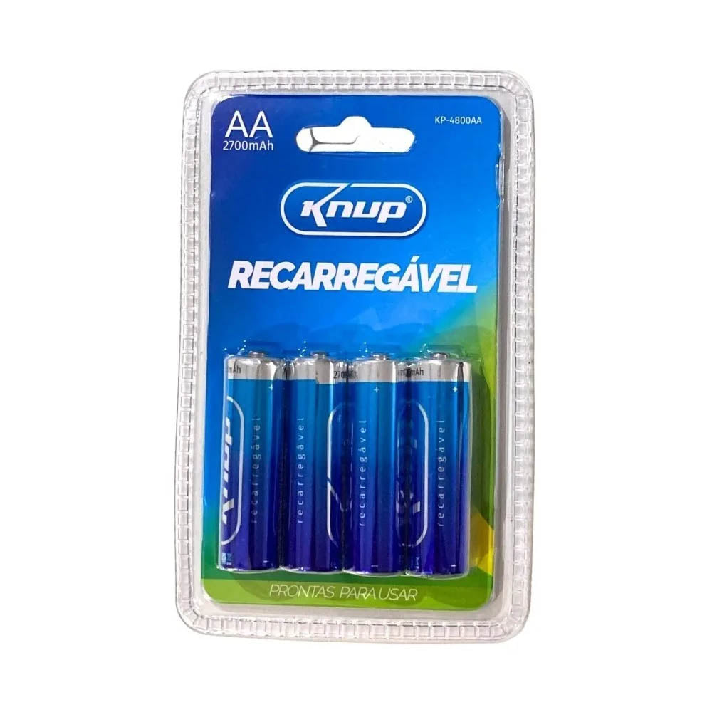 Pilha Recarregável AA 2700mah Knup (Blister C/ 4 Pilhas) - KP-4800AA