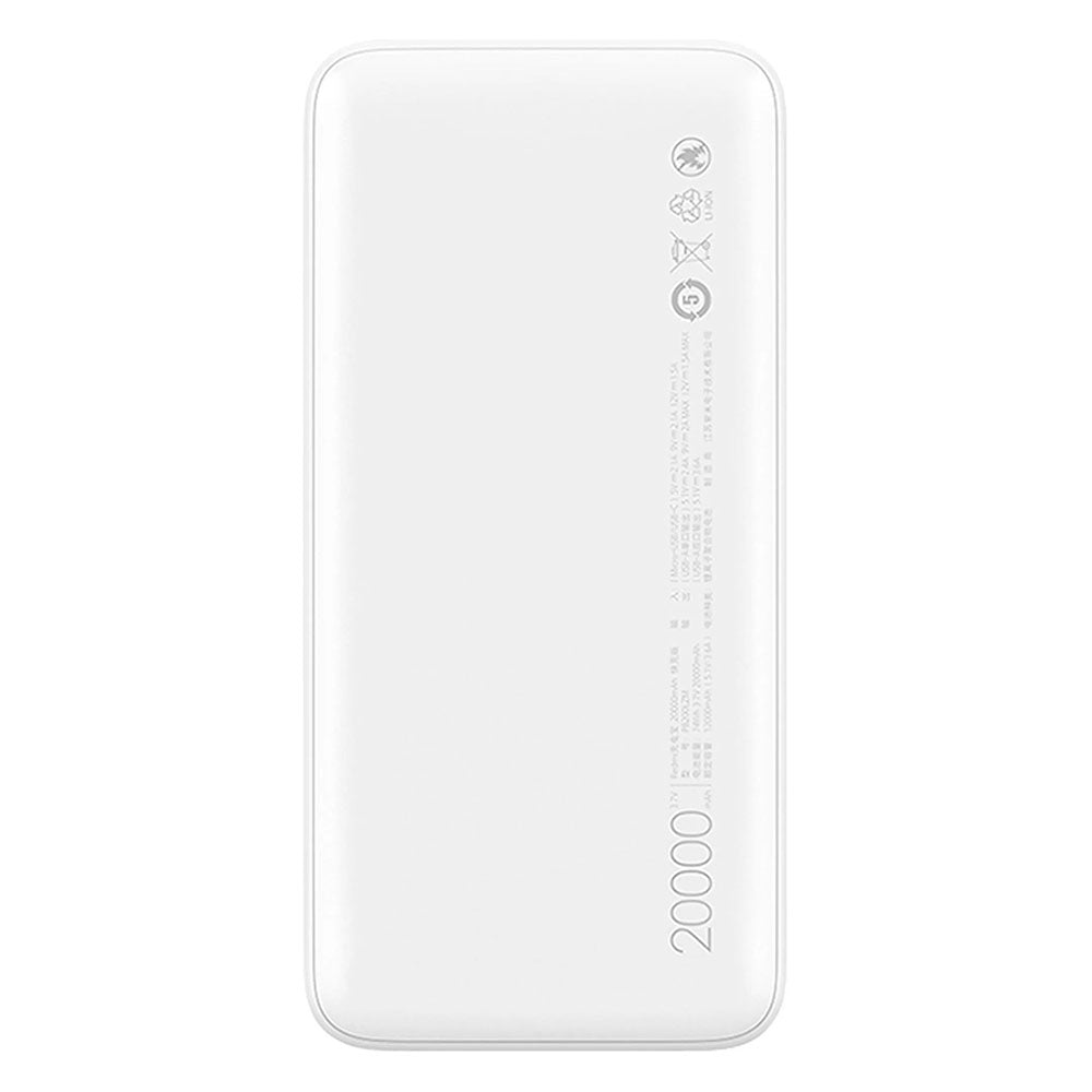 Carregador Portátil 20000mAh Fast Charge Power Bank Branco Xiaomi