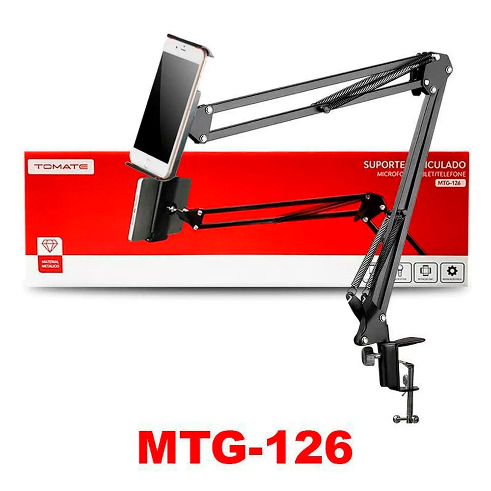Suporte de Mesa Articulado para Microfone, Smartphone e Tablets Tomate - MTG-126