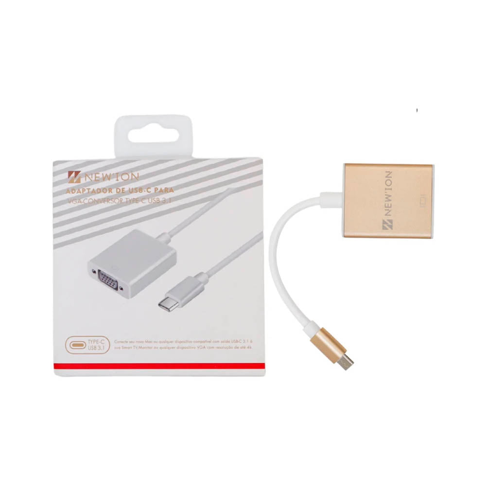 Adaptador Conversor USB Tipo C Macho Para Vga Fêmea Newton - NCB-307
