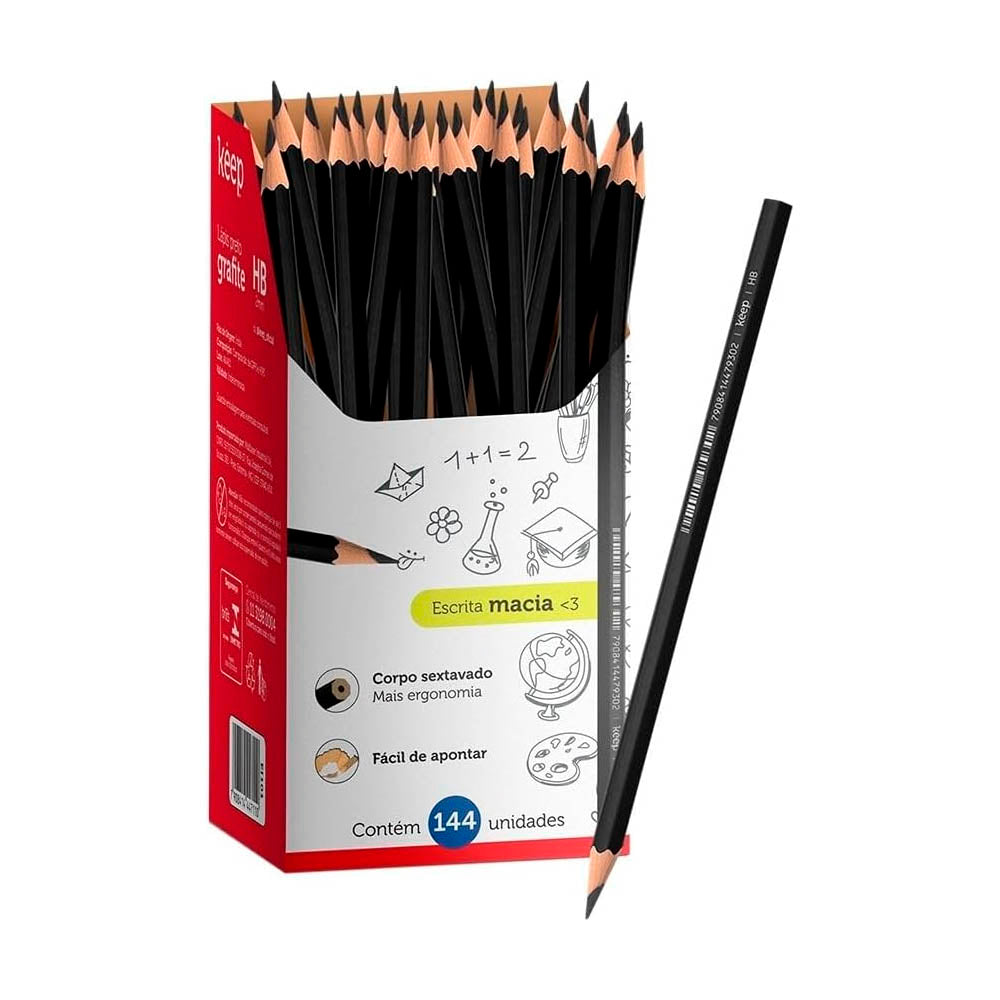 Lápis Preto HB Keep sem Borracha (Caixa c/ 144 Unidades) - EI101