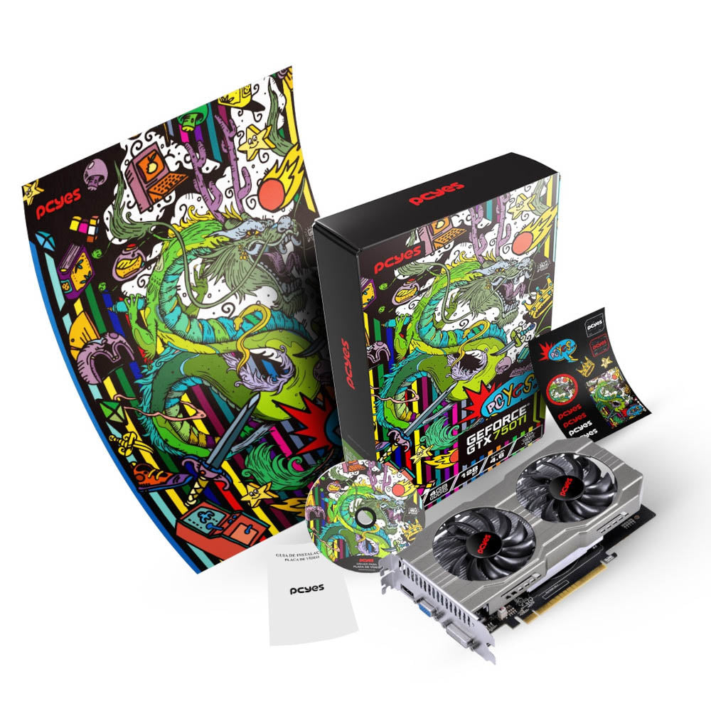 Placa De Video Pcyes Nvidia Geforce Dual Fan GTX 750 Ti 4gb GDDR5 128bits Hdmi Dvi Vga - PA750TIR5DFFS Truedata