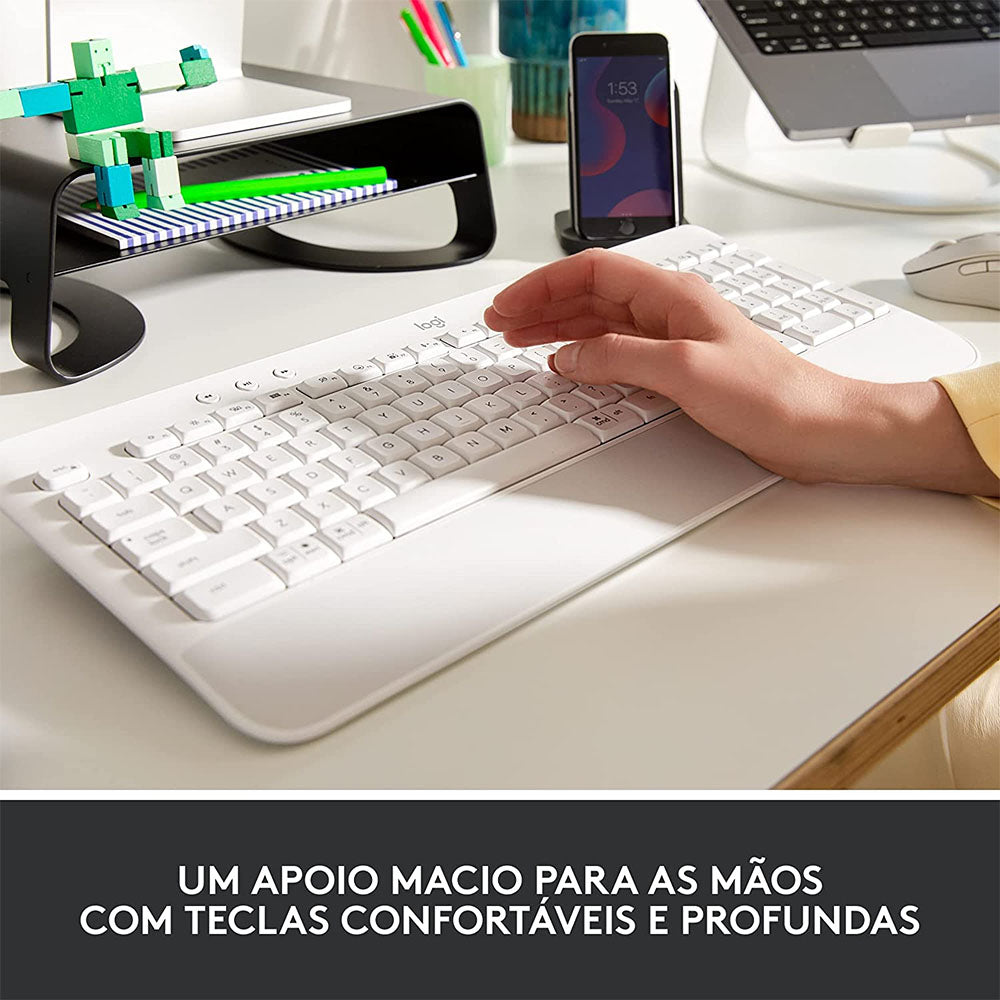 Teclado Sem Fio Logitech Signature K650 Branco C/ Apoio para as Maos - 920-010965 Truedata