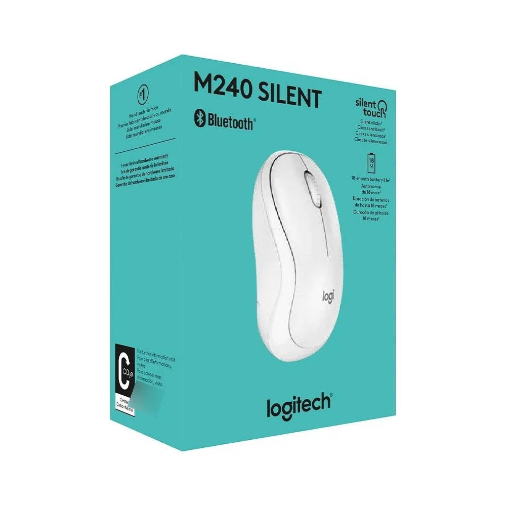 Mouse Sem Fio Logitech M240 Bluetooth Silent Branco - 910-007116