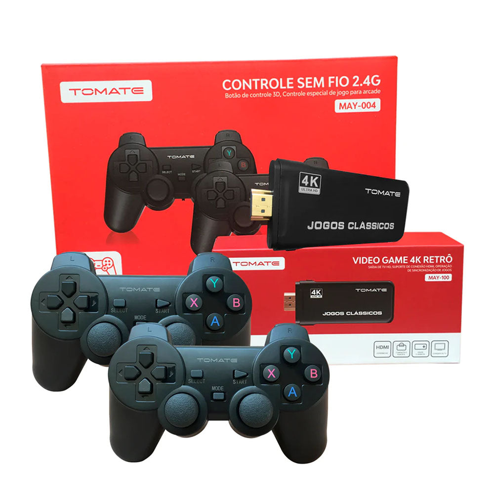 Console Video Game Retrô Stick C/ 2 Controles Wireless Tomate - MAY-004 / MAY-100