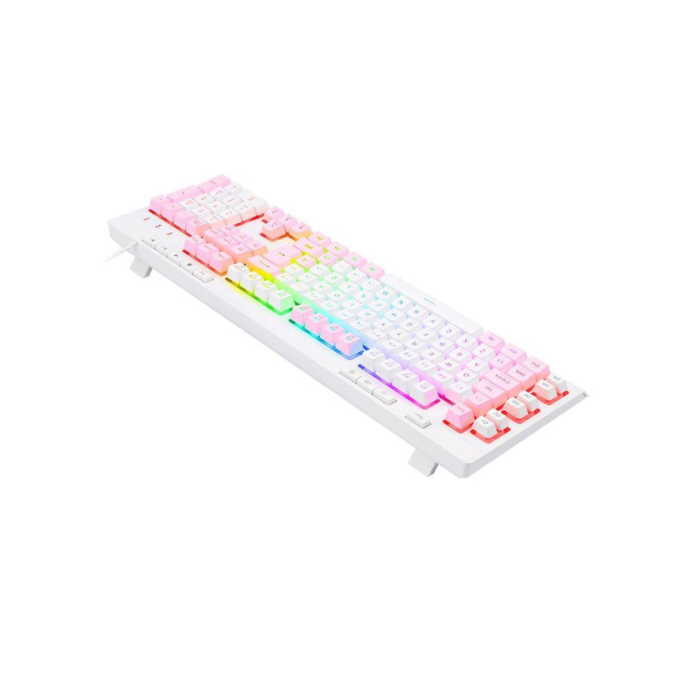 Teclado Gamer Membrana Redragon Shiva RGB Branco - K512WP-RGB - Rosa/Branco