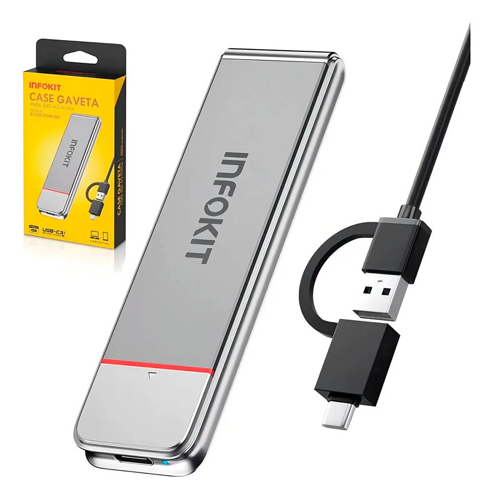 Case Adaptador Para Ssd M.2 Nvme Pcie M-Key Usb Tipo-C 3.1 Exbom - Ecase-m2nv80