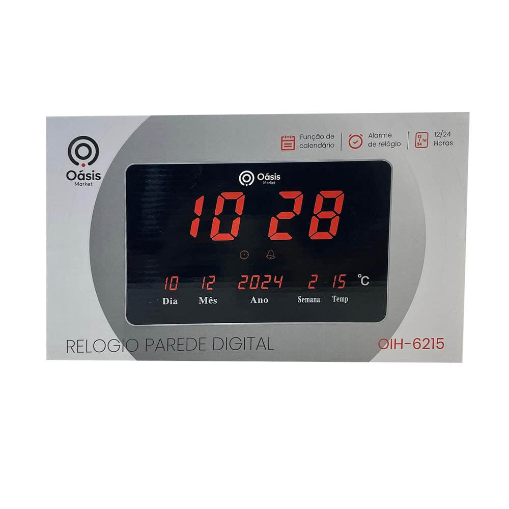 Relogio De Parede Led Digital Oasis - OIH-6215