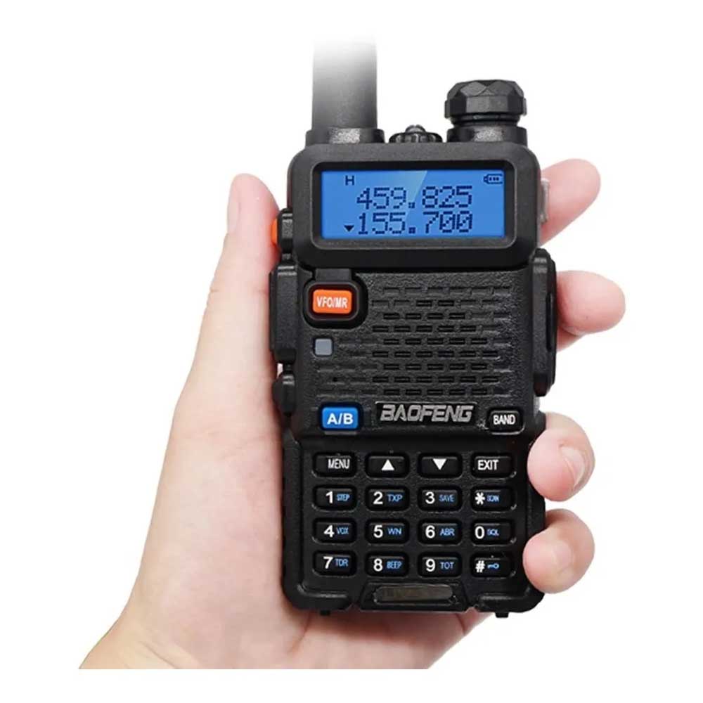 Rádio de Comunicação Dual Band Uhf + Vhf Baofeng Uv-5R Preto (Unidade) 10Km