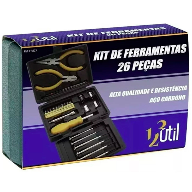 Kit De Ferramentas 26 Chaves Fenda E Alicate Informática