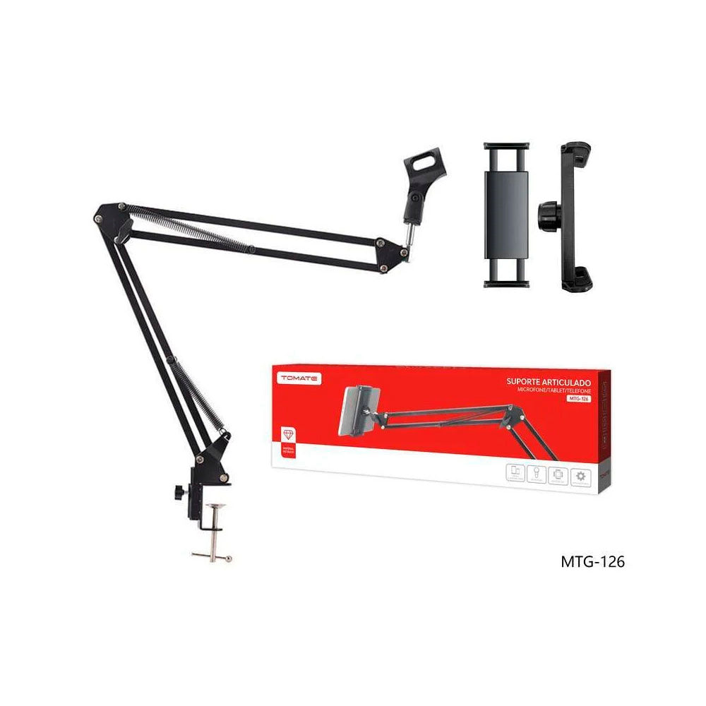 Suporte de Mesa Articulado para Microfone, Smartphone e Tablets Tomate - MTG-126