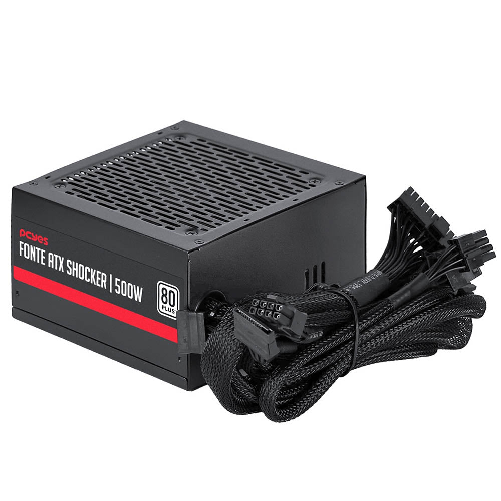 Fonte Real Atx 500w Shocker 80 Plus White PCYes Pfc Ativo - PF500SHW Truedata
