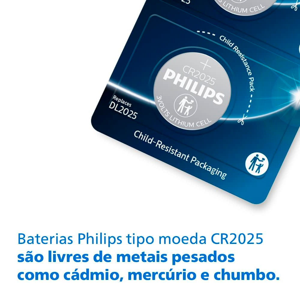 Bateria 3v Tipo Botão Cr2025 Philips - CR2025P5B/59