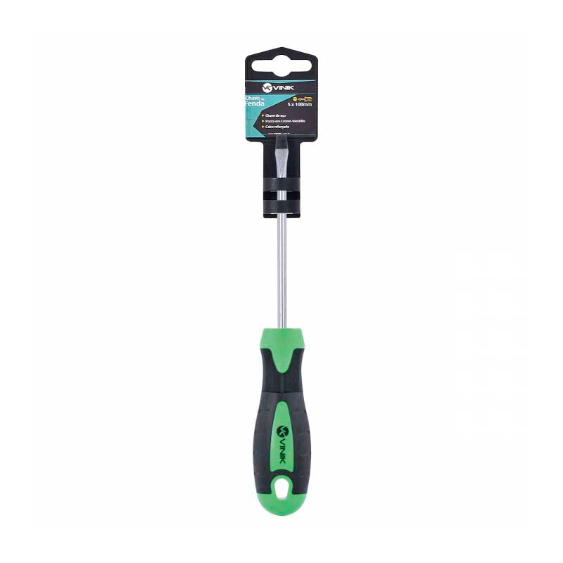 Chave de Fenda 5 X 100 MM - 3/16 X 4 Pol Em Aço Cromo Vanadio Cabo Ergonômico - 26152