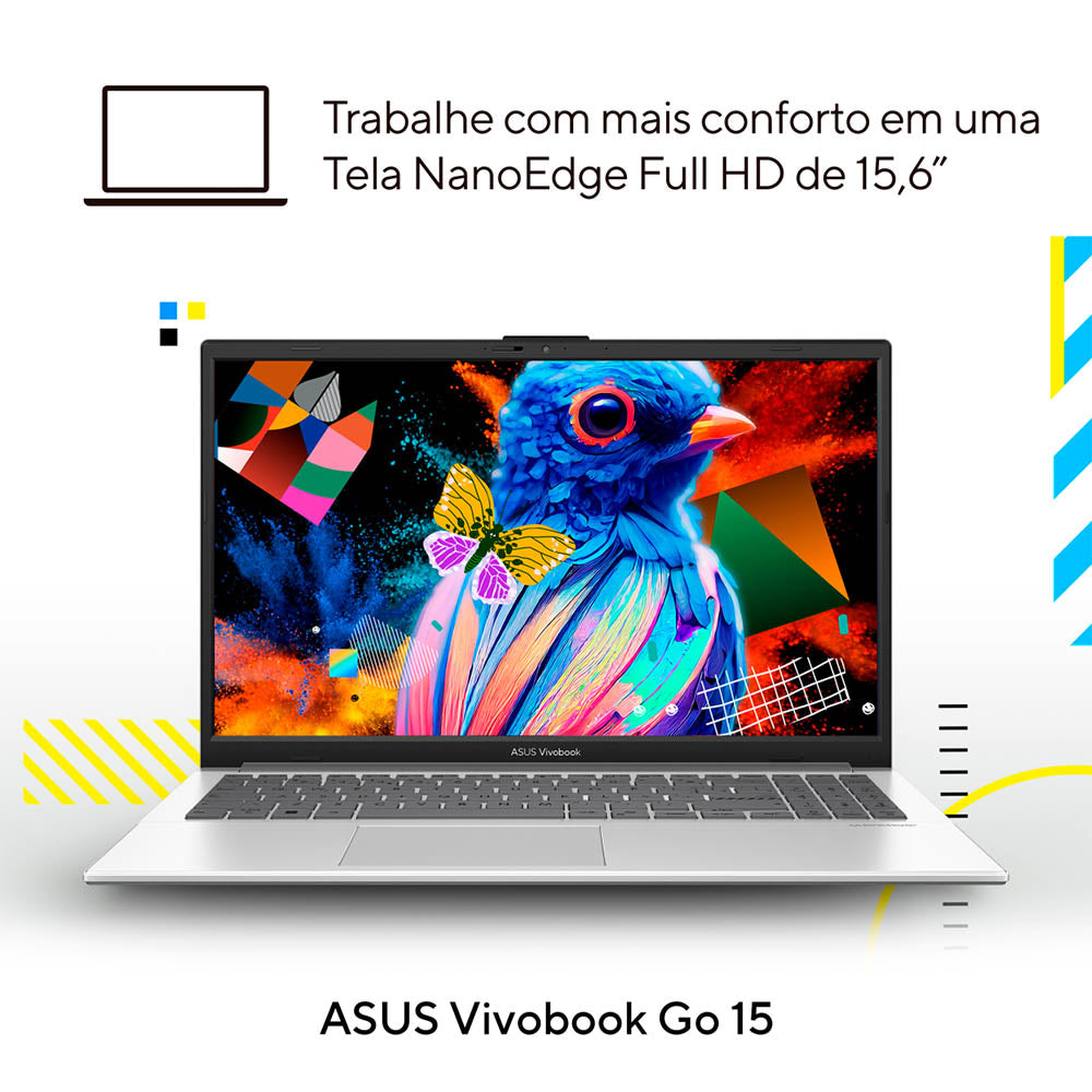 Notebook Asus Vivobook Intel Core I3-N305 4gb 128gb Ssd 15.6 Pols Prata Win11 Home - E1504GA-NJ440W