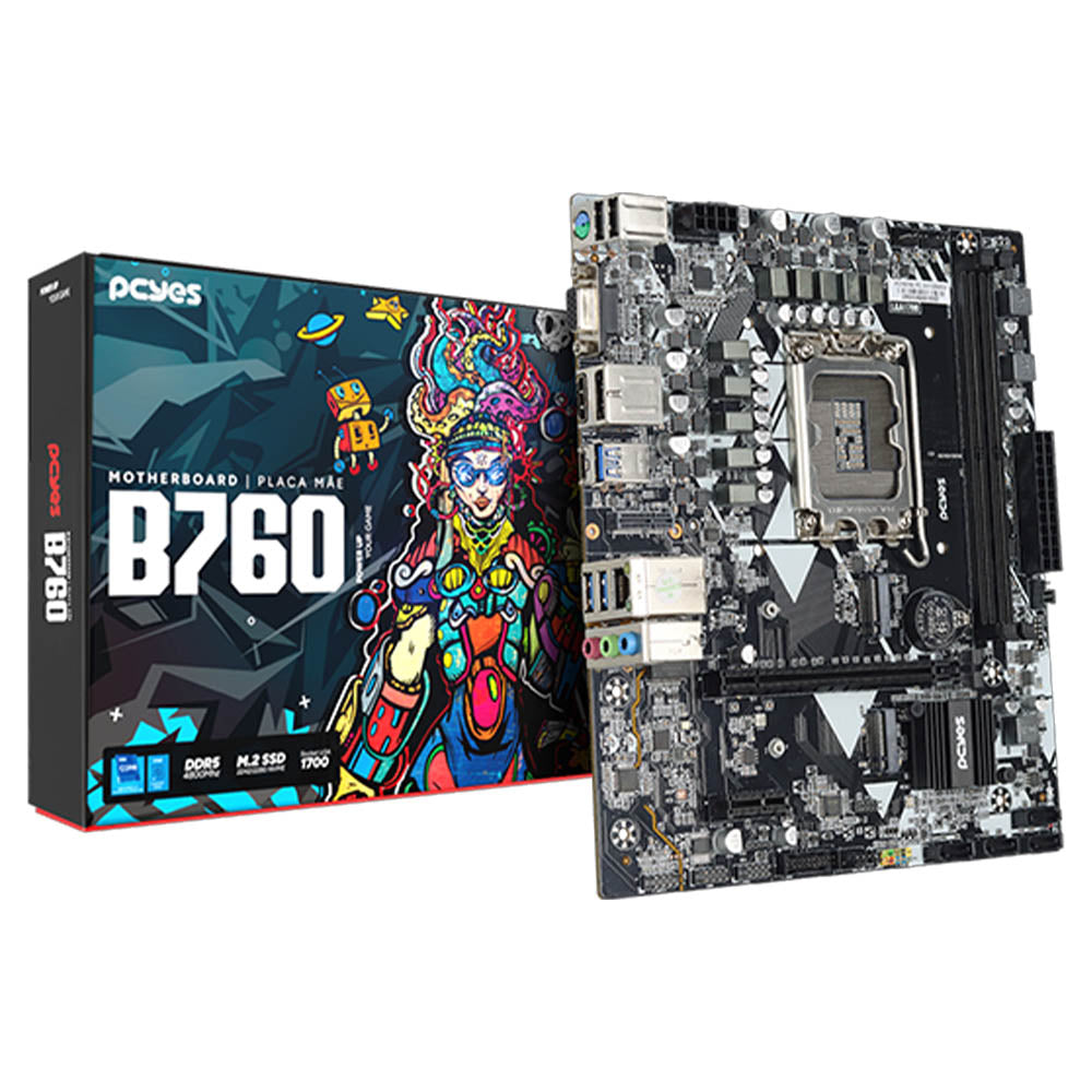 Placa Mae PcYes B760 Intel Lga 1700 Ddr5 Hdmi DP Vga Usb-C (12a, 13a e 14a Geração) - Pcyb760-14G64