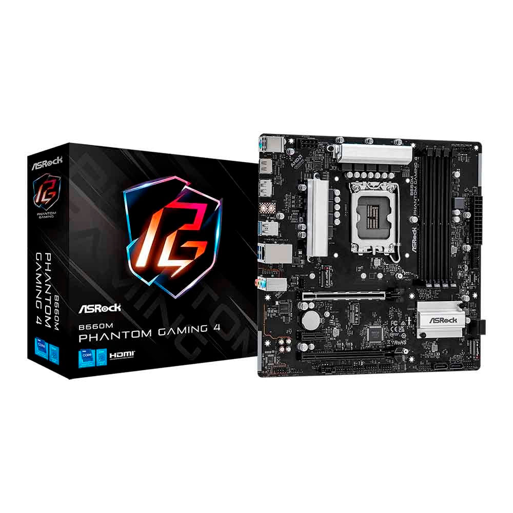 Placa Mae Asrock B660M Phantom Gaming 4 Matx Lga 1700 Ddr4 Hdmi Displayport M.2 NVME (12a e 13a Geração)
