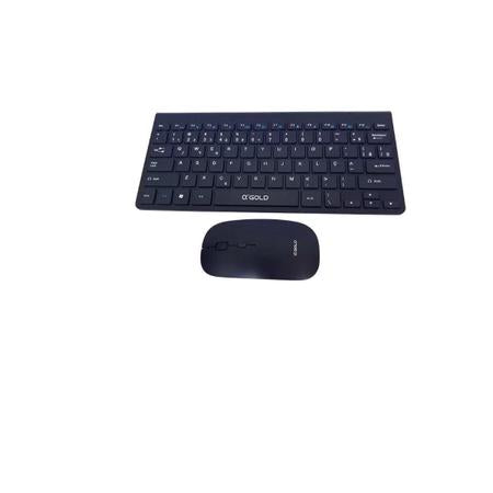 Kit Mini Teclado e Mouse Sem fio Gold USB Slim Prata - TCD-02