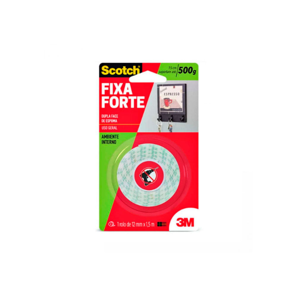 Fita Dupla Face de Espuma Scoth Fixa Forte 3M 12mm x 1,5m - 34993