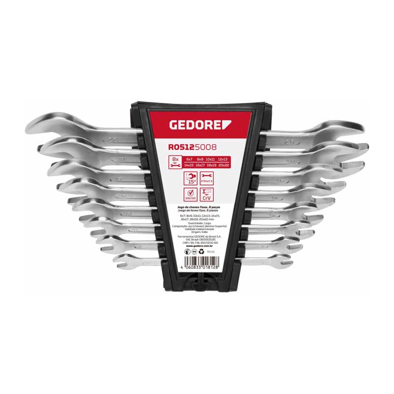 Jogo de Chave Fixa 6-22mm com 8 Peças Gedore Red - 100112