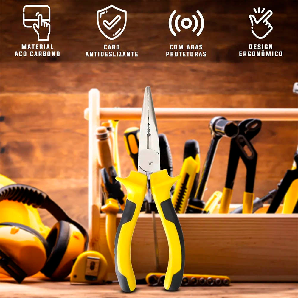 Alicate de Bico 6" Cabo Emborrachado BomVink - BOM-1601