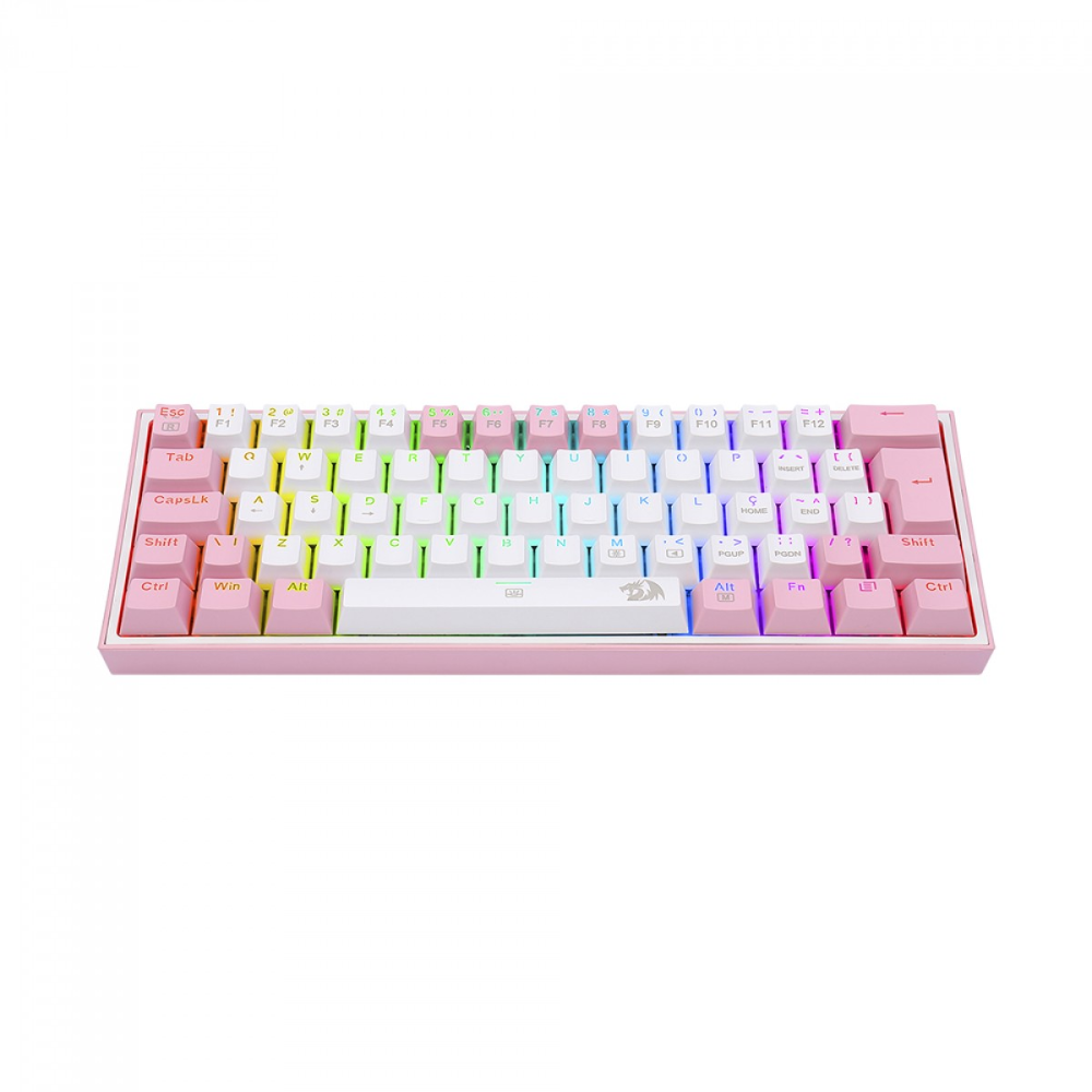 Teclado Gamer Mecânico Redragon Fizz Sakura Lollipop Branco Switch Blue - K617-RGB-WP