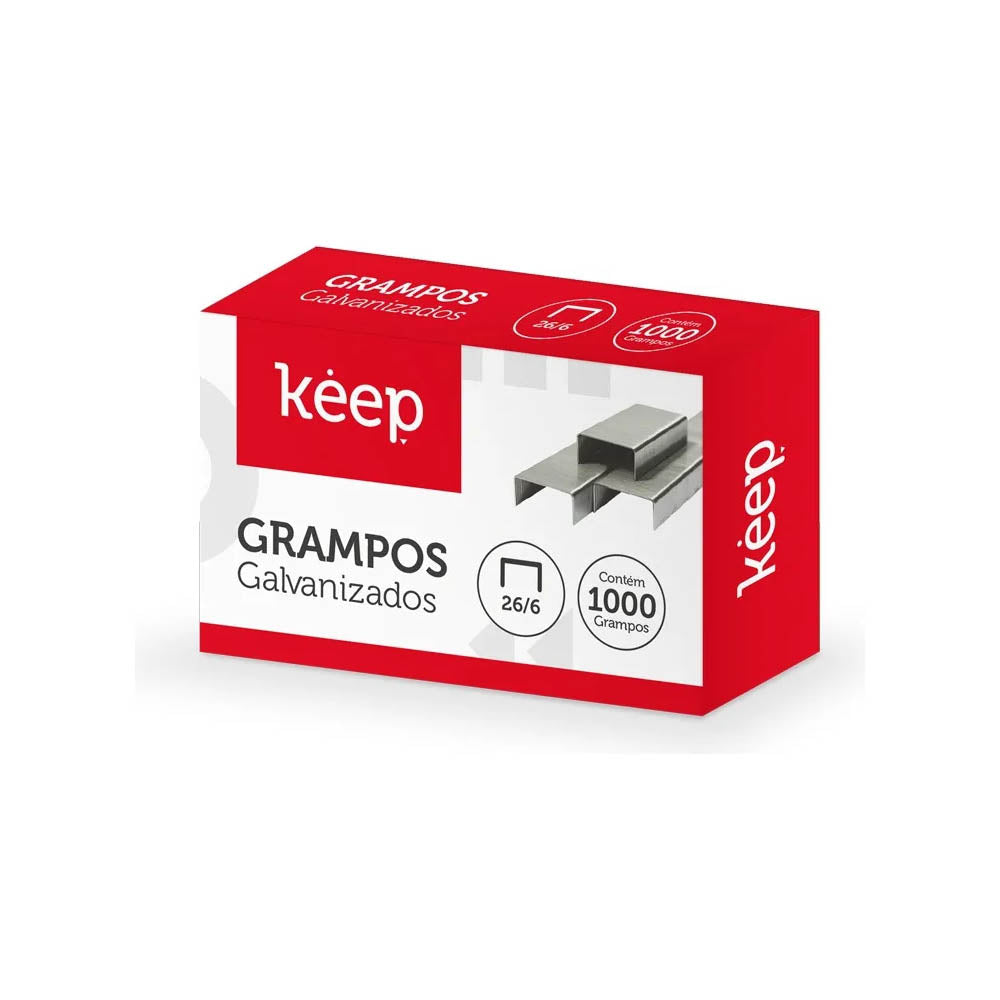 Grampos Galvanizados Keep 26/6 Caixa C/ 1000 Unidades - EI166