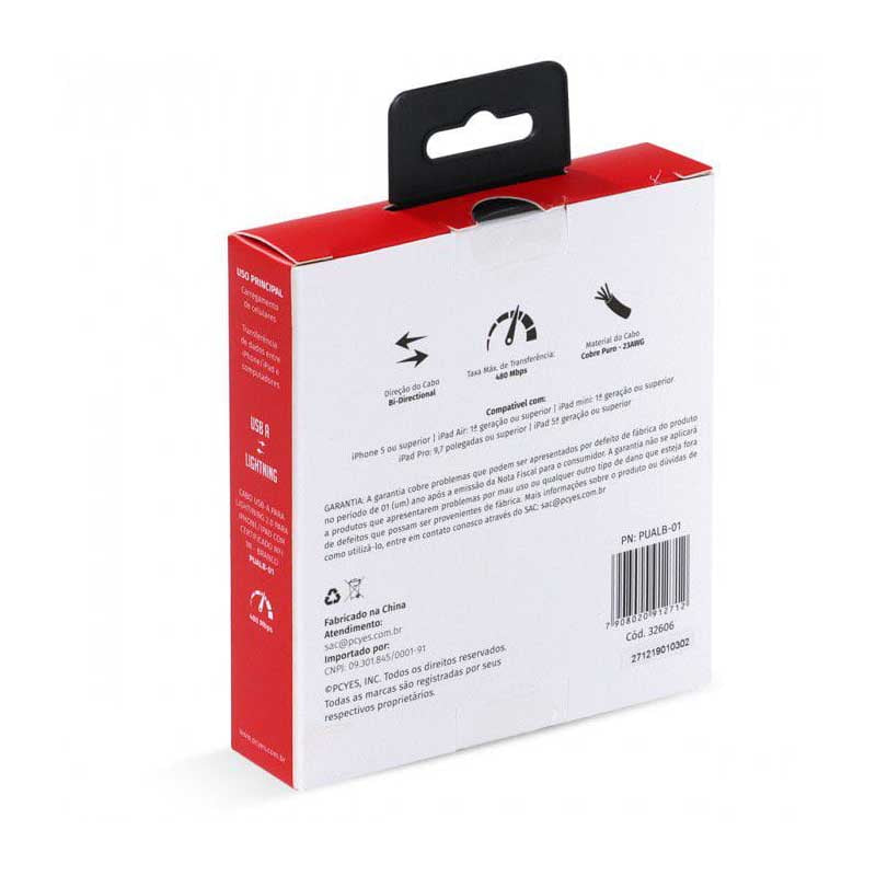 Cabo Usb Para Lightning (Iphone) 1mt PCYes Branco - PUALB-01