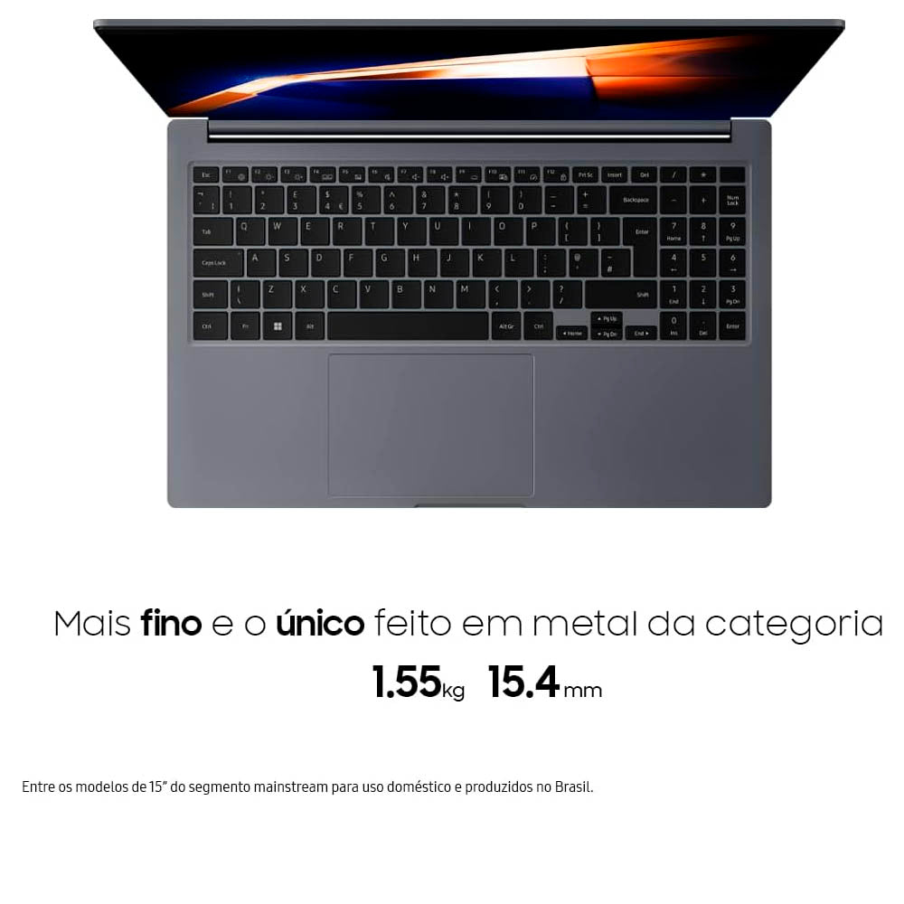 Notebook Samsung Galaxy Book4 Intel Core I3-1315U 8gb 256Gb Ssd Win11 Home 15.6 Pols Grafite - NP750XGJ-KG5BR