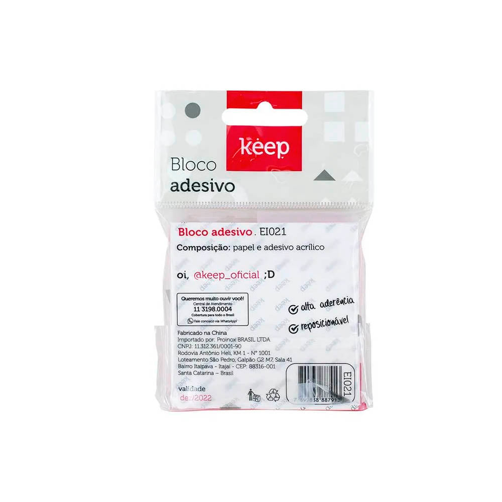 Bloco Adesivo 75x75mm Rosa 100 Folhas Keep - EI021