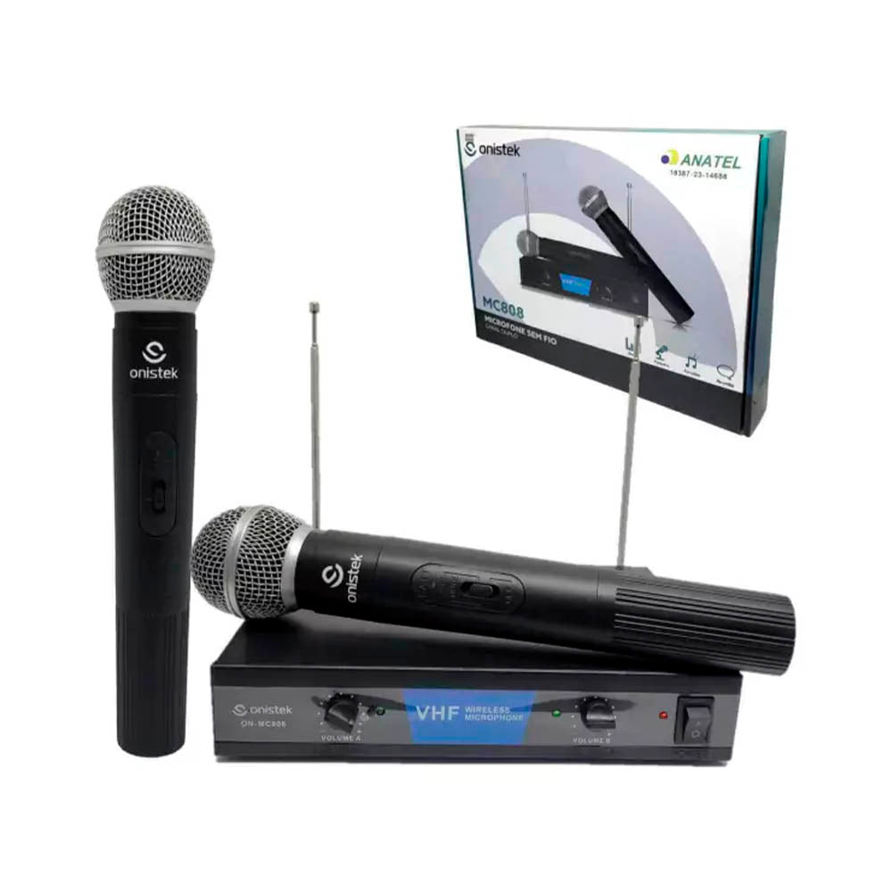 Microfone Sem Fio Profissional Onistek Canal Duplo - MC808