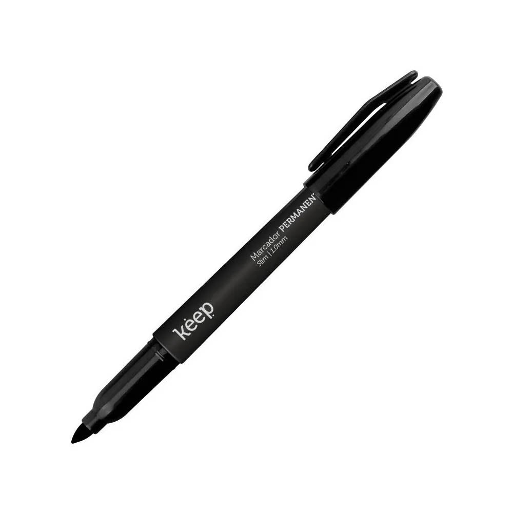 Caneta Marcador Permanente Keep Ponta Fina 1.0mm Preto - MR017