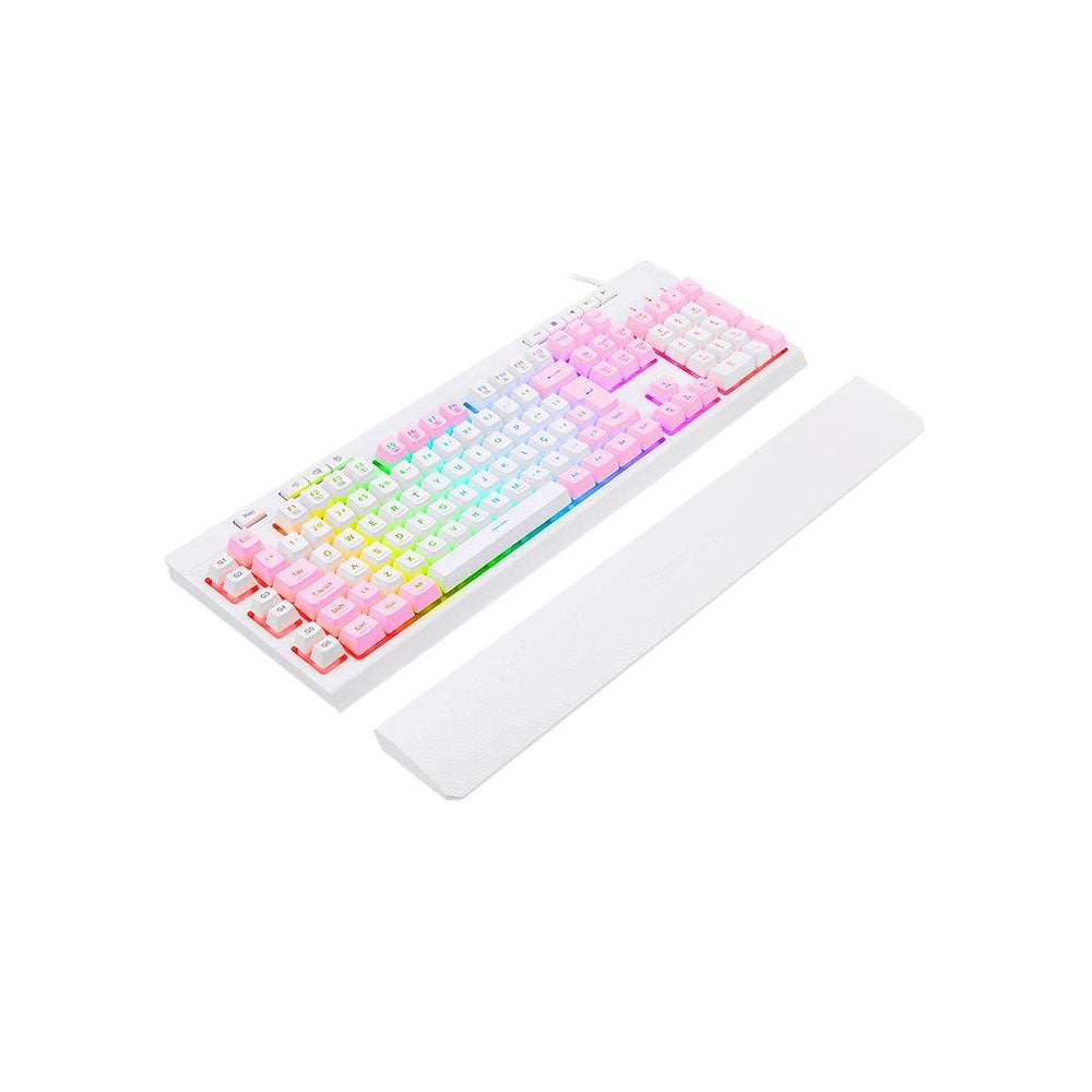 Teclado Gamer Membrana Redragon Shiva RGB Branco - K512WP-RGB - Rosa/Branco