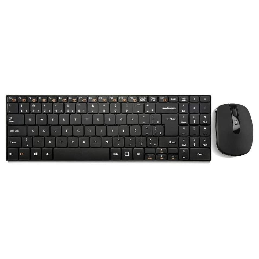 Kit Teclado e Mouse Sem Fio Multilaser 2.4Ghz Multimidia Preto - TC202